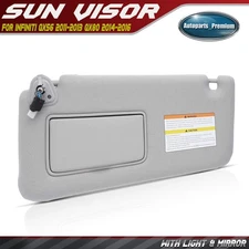 Gray Left Driver Sun Visor with Extender & Mirror & Light for INFINITI QX56 QX80