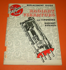 Red Seal Replacement Guide Radiardt Vibrator VIPOWERS RADIANT AERIAL Form 1146-A