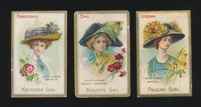 1910 T106 FATIMA Cigarettes STATE GIRL SERIES -Lot of (3) LOWER GRADE