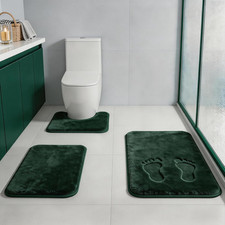 Bathroom Rugs Sets 3 Piece, Soft Absorbent Memory Foam Bath Mats Set, Dry Fast B