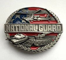 Siskiyou Buckle Co  1991 National Guard Military Pewter 3" x 2" Belt Buckle