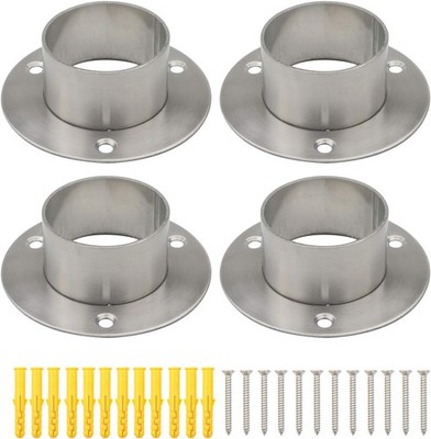 4Pcs Stainless Steel Thicken Closet Rod Flange Holder for Inside Diameter 2 inch