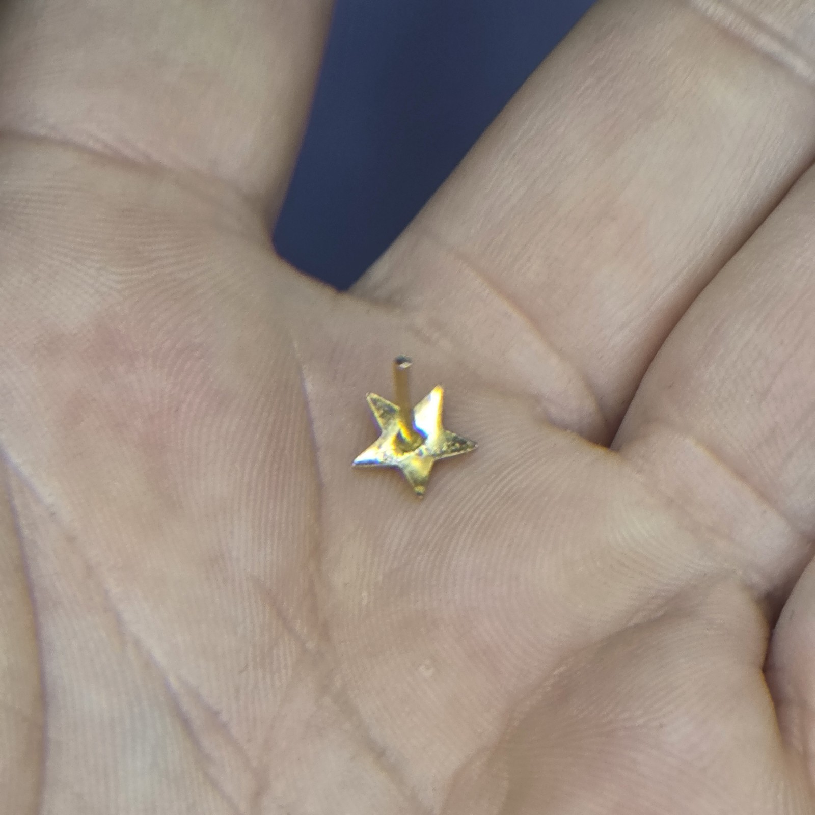 14K Solid Yellow Gold Single Star Stud Earring - image 3