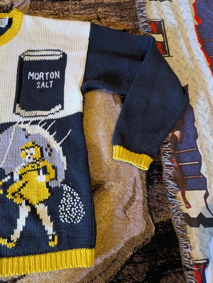 Vintage Eagle's Eye Morton Salt Girl Hand Knit Cardigan Sweater Size Large Vtg - Image 3 of 4