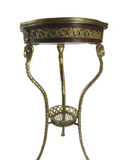 Table piédestal guéridon tête de bélier bronze Empire Français 1900c