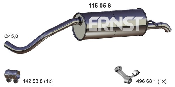 Ernst EndschalldäMpfer NachschalldäMpfer 115056 FüR Fabia Skoda 545 2 Combi LPG-image