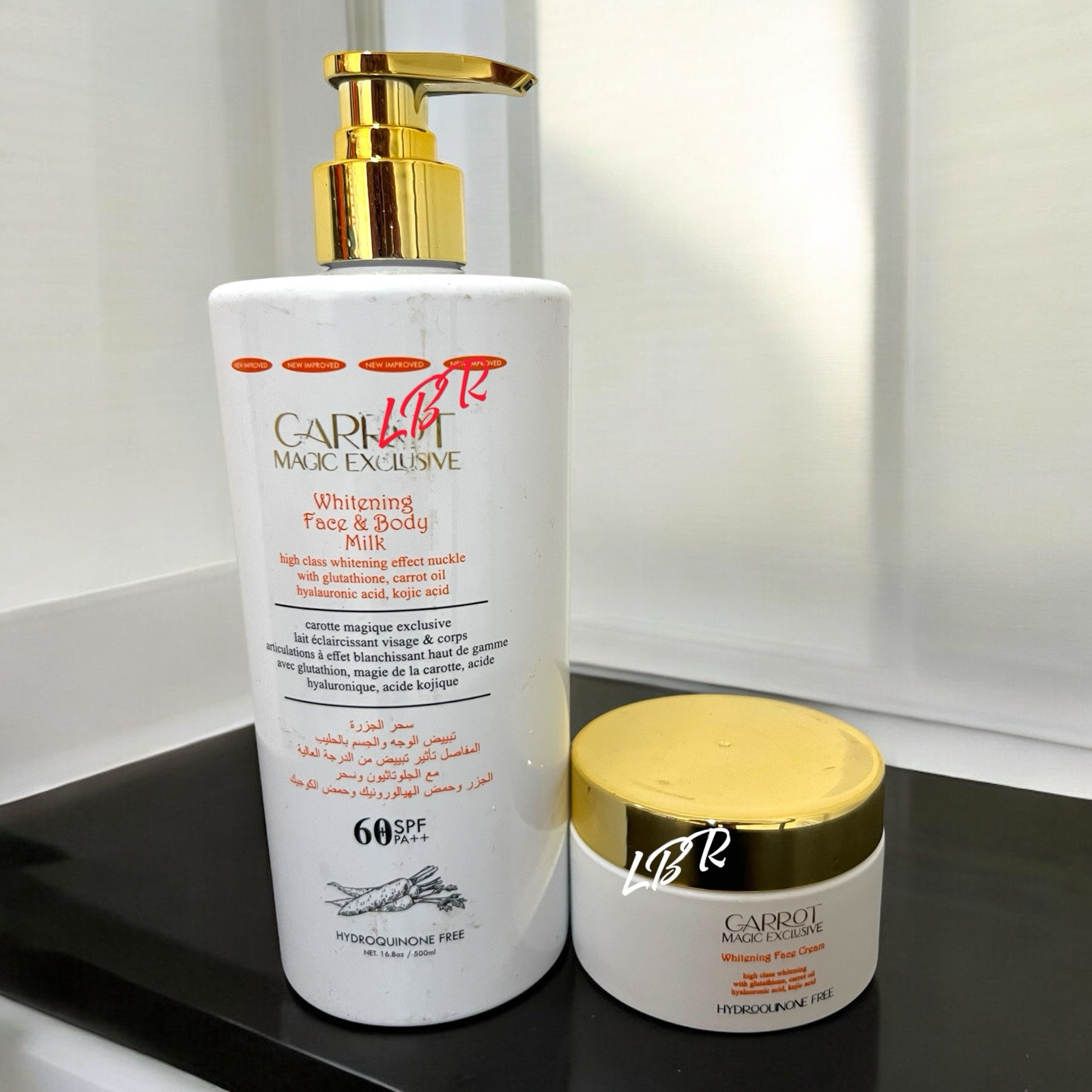 Carot Magic Exclusive Whitening Face Cream X1& Body Milk  X1, 2pc Set,SHIP FAST