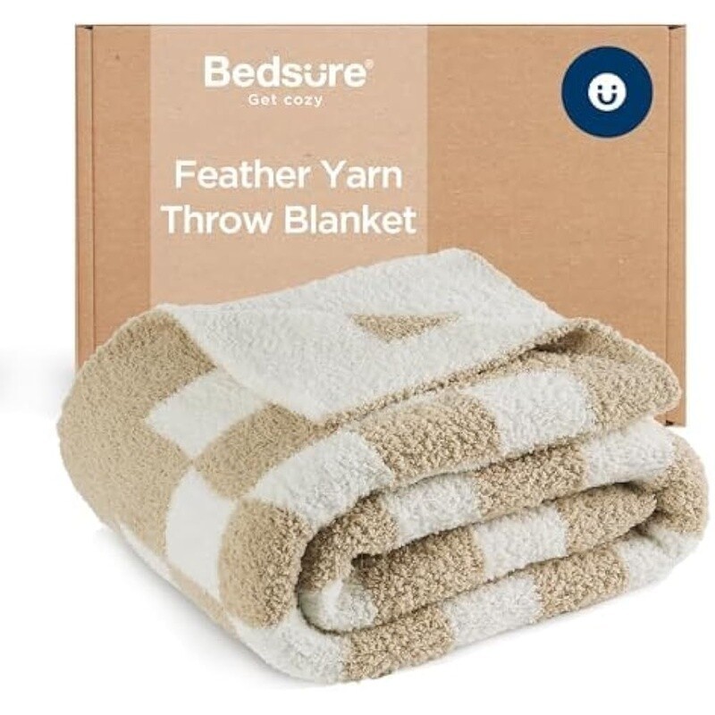 Super Soft Checkered Throw Blanket Couch Cozy Lightweight Warm Knit Blanket New