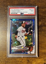 2021 Bowman Draft Chrome Sapphire Refractor Connor Norby RC #BDC50 PSA 9