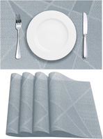 Tischsets Abwaschbar 4Er Set, Platzsets Abwaschbar Grau, Platzdeckchen Rechtecki