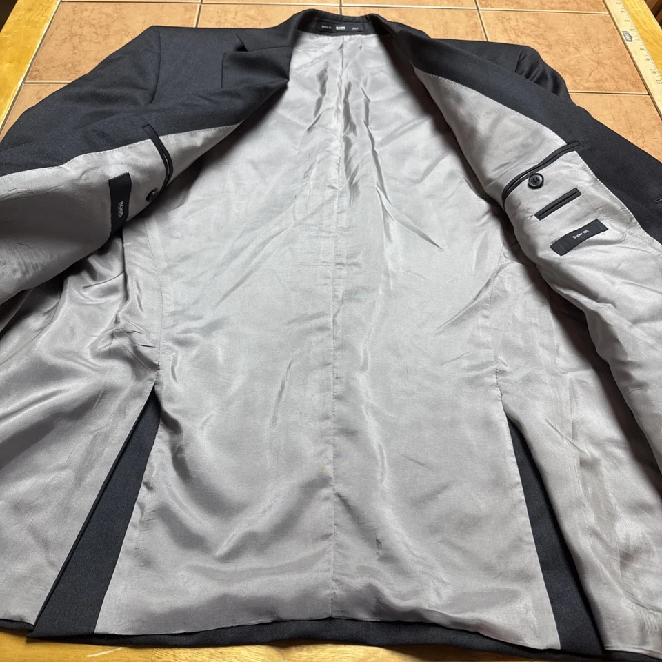 Hugo Boss Suit Men 42S Dark Gray Charcoal Pasolini Movie Super 100 Pants 34 x 28 - Image 3 of 4