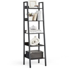 VASAGLE 5 TIER SHELF LADDER BOOKCAS STORAGE STAND ULLS109B56 - BLACK BLACK