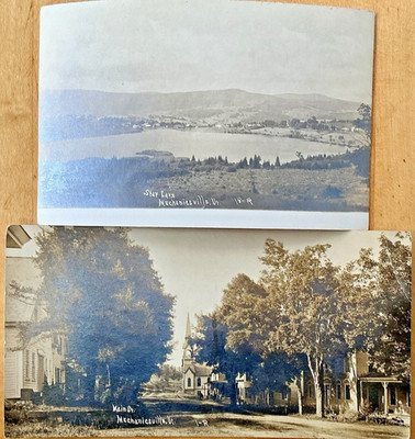 2 RPPC Vermont postcards Mechanicsville ( Today Belmont) Main St. Star Lake  