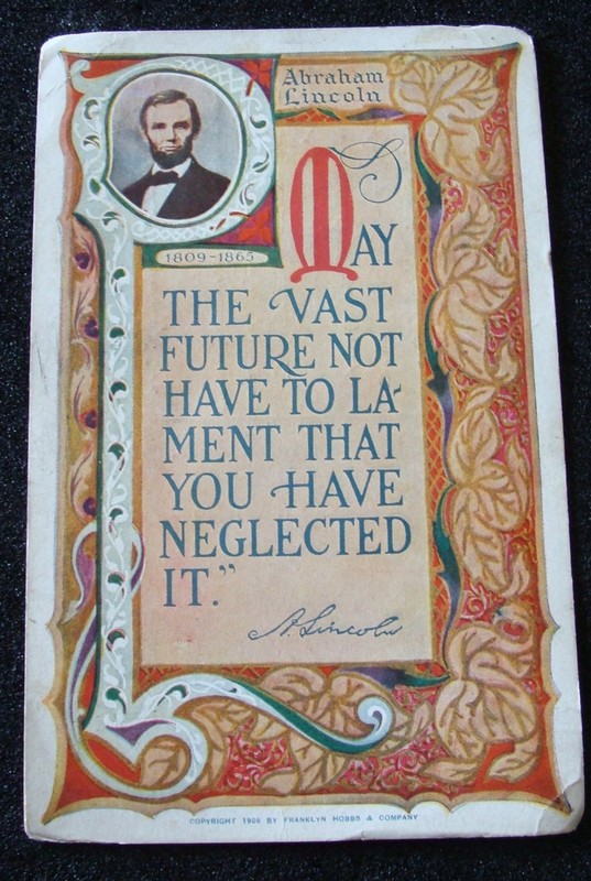 1911 Abraham Lincoln Postcard by Franklyn Hobbs & Co.The Old National bank. Lima