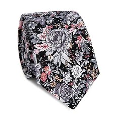 Men's Cotton Printed Floral Tie 2.56" Skinny Narrow Necktie Various Designs 55