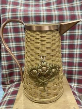 Longaberger 2006 Basket Pitcher  Copper Handle/Spout With Protector Tie On EUC