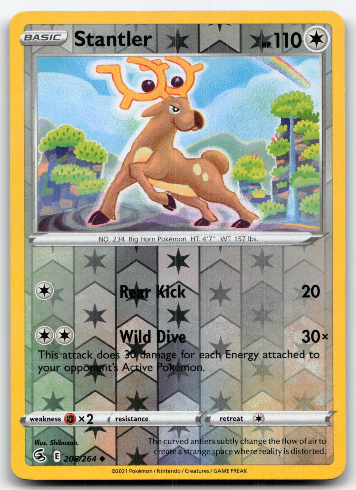 Stantler 208/264 Uncommon Fusion Strike Pokemon Reverse Holo Near Mint