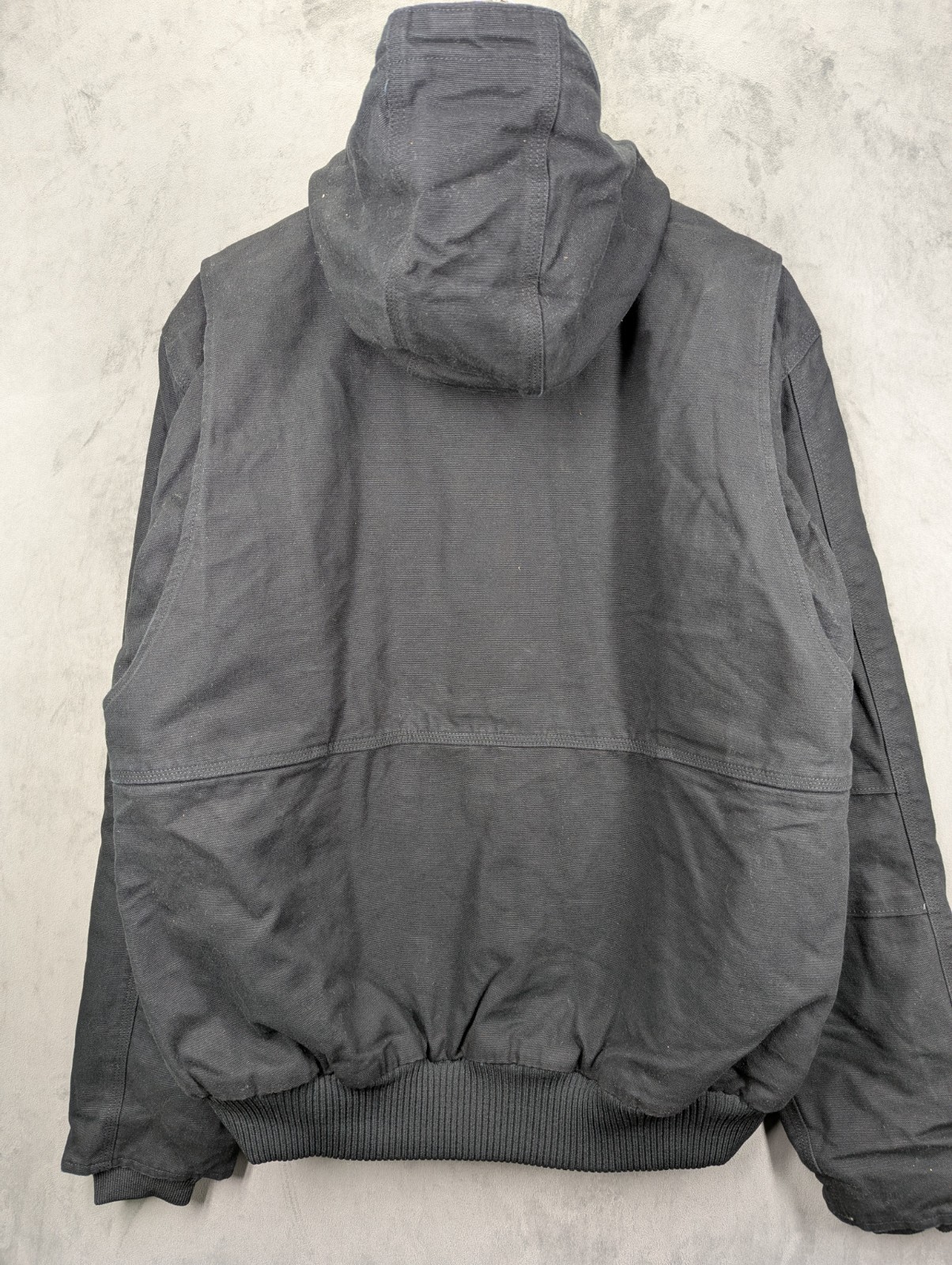 Carhartt Hooded Active Jacket Size Large Loose Oversized Fleece Lined Black USA image 4