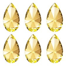 K9 Crystal Pendants Beads, 6 Pack 38mm Chandelier Prisms Decor Golden Yellow