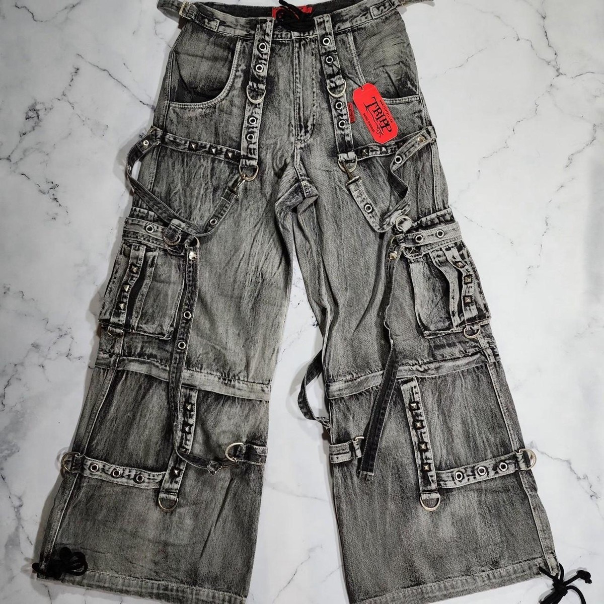 Nyc Denim Cheap Tripp Pants Styxrag In Our Fog Wash Denim X-Strap Pant