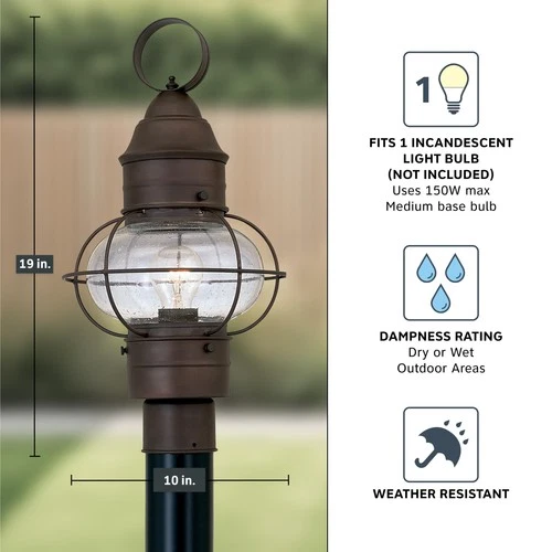 Designers Fountain 1766-RT Nantucket Outdoor Post Lantern Light, 10 in, Rustique - Picture 4 of 6