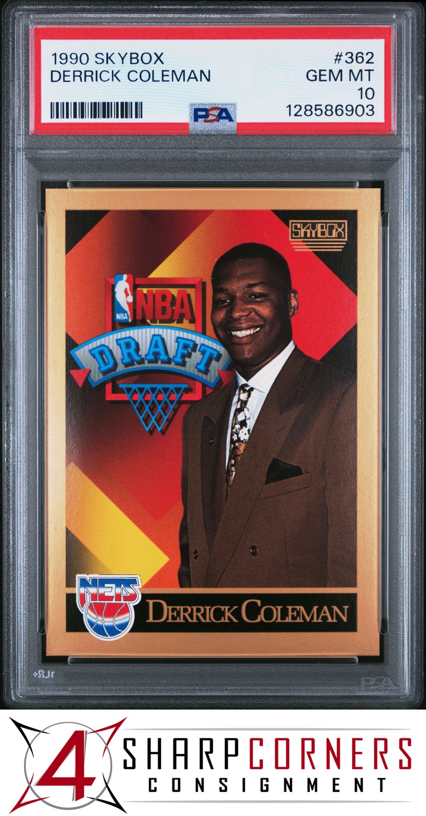 1990 SKYBOX #362 DERRICK COLEMAN RC NETS PSA 10