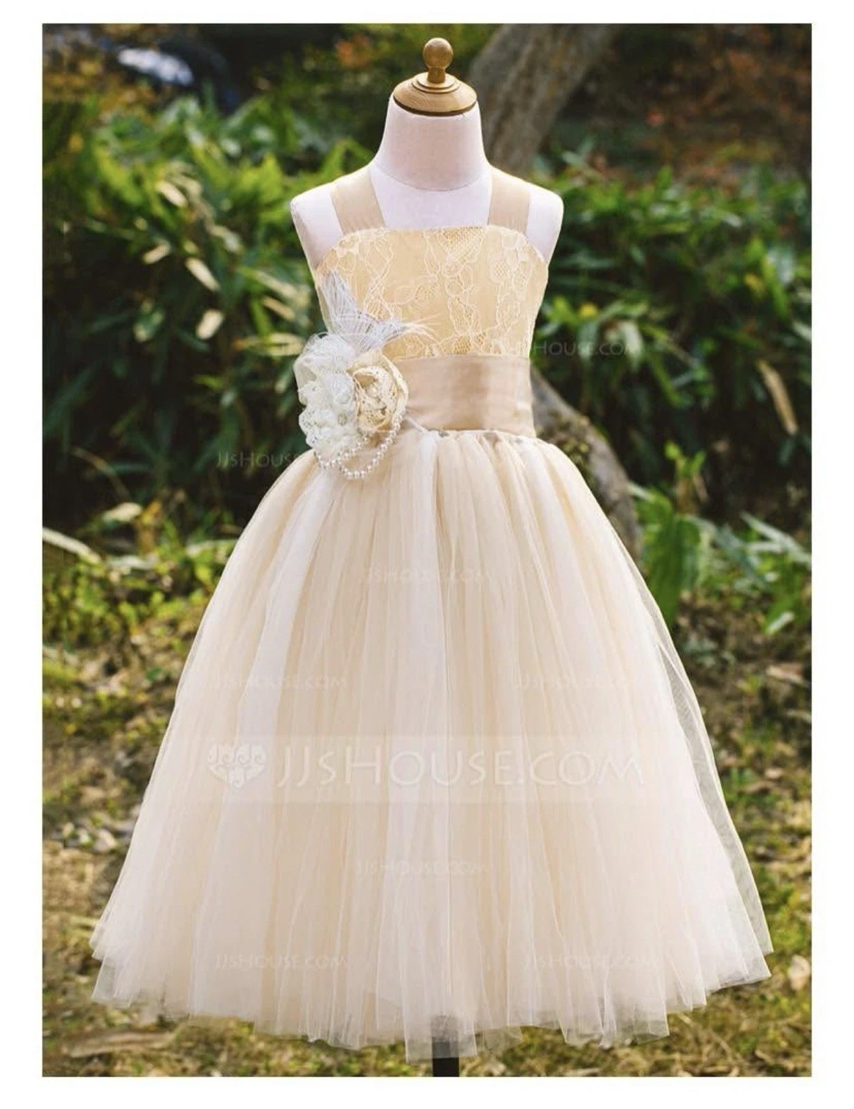 Elegant Champagne Lace Kids Dress