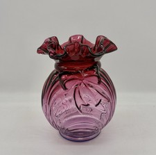 Fenton Caprice Bow and Drape Vase Ruffled Top Cranberry to Purple  Vintage