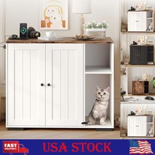 Cat Litter Box Enclosure Cabinet Hidden Litterbox Cabinet w/Charging Station
