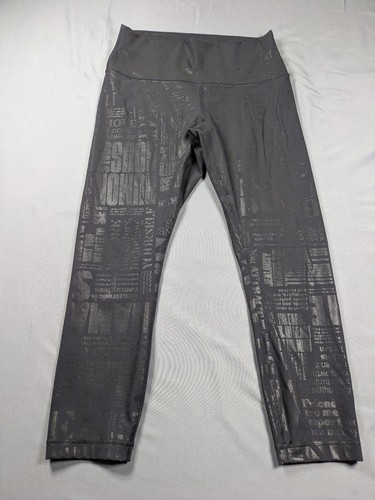 Lululemon Leggings Womens 8 Gray Manifesto Print High Rise Crop Capri Yoga Pants