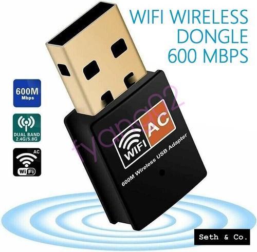 DUAL BAND WIFI DONGLE 2.4GHZ 5GHZ WIRELESS USB ADAPTER 600MBPS PC LAPTOP NEW UK - Picture 2 of 8