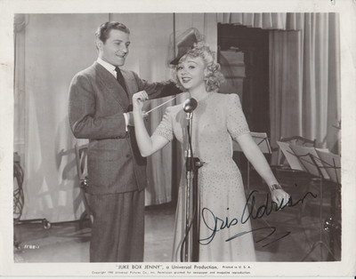 Iris Adrian signiert 8x10 Foto Original Vintage Universal Productions Photograph
