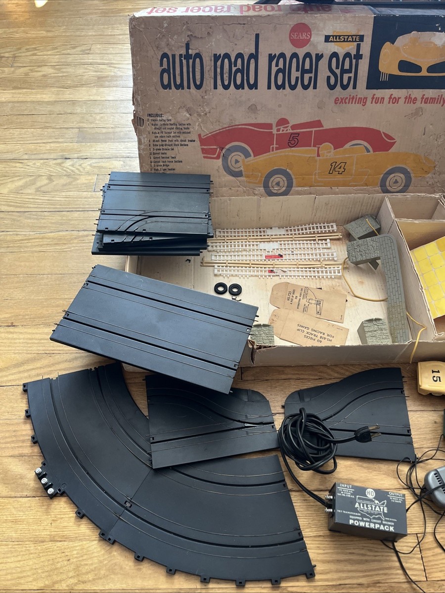 Vintage Sears Auto Road Racer Set Marx Allstate Slot Cars Original Box