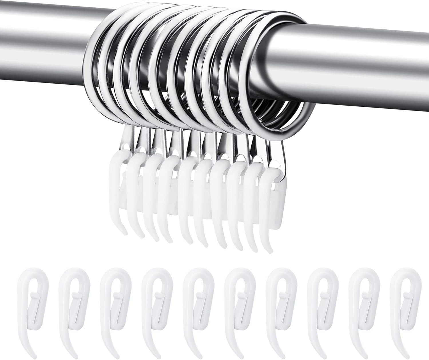 Curtain Rings 24 Set 30Mm Metal Drapery Hooks for Curtain Rod Hanging Clips