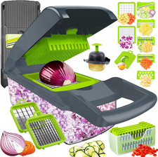 Vegetable Chopper Dicer with Container | Cheese Grater 8 8 Blades, Gray