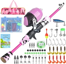 Kids Fishing Rod, Kids Fishing Pole Portable Telescopic Fishing Rod and Reel Com