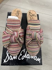 BNIB Sam Edelman Women sz 7.5M LYNDA MULTI STRIPE Flat Espadrille Shoes/Sandal