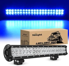 Nilight LED Light Bar 20Inch 126W Spot Flood Combo Double Row Blue Beam Off Road