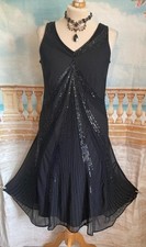 Dress 16 18 Black Beaded Sequin Flapper 20s Jacques Vert Evening Cocktail Cruise