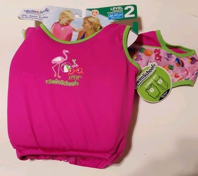 New Swim School Kids Level 2 Swim Trainer Pink 2 Pc Bathing Suit and Vest Set 