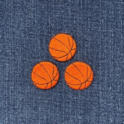 3-Pack Basketball Applique Patch Mini Embroidered Sports Ball  Badge 7/8''