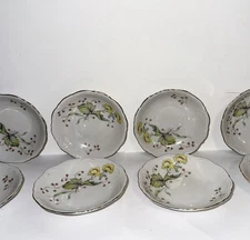 Vintage Mitterteich Bavaria Flandre Yellow Flower 5” Plate Saucer Set Of 8