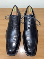 GIANNI VERSACE men’s Black leather Split Tie dress shoes Sz 8.5 Made In Italy