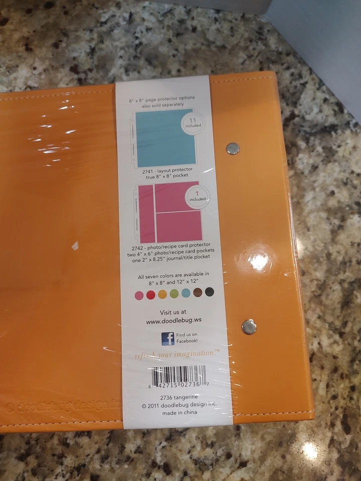 Álbum de recortes Doodlebug Storybook 3 anillos 8"X8" 12 páginas naranja mandarina NUEVO Foto 4 de 4