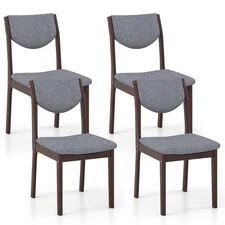 Dining Chair Set of 4 Wooden Kitchen Chairs with Upholstered Seat & Backrest