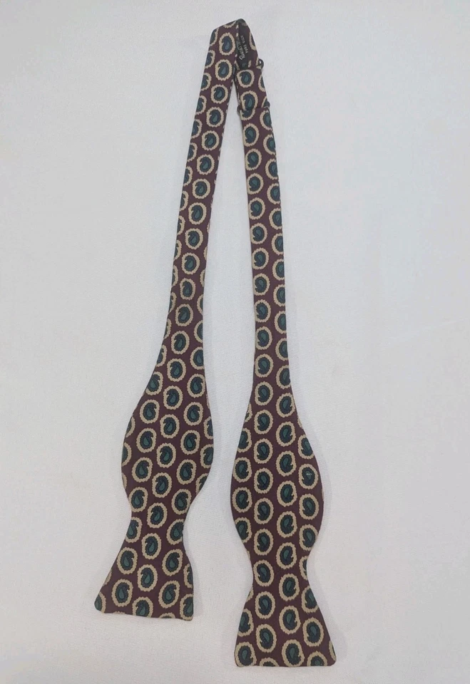 Pajarita Talbott 100 % seda rojo oscuro crema verde pajarita ajustable geométrica Foto 2 de 4