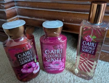 3 PC Bath & Body Works Oahu Coconut Sunset-Body Mist, Shower Gel, Body Lotion