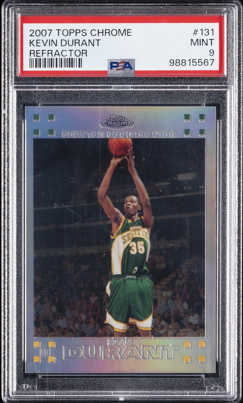 2007 TOPPS CHROME REFRACTOR #131 KEVIN DURANT ROOKIE RC 894/1499 PSA 9