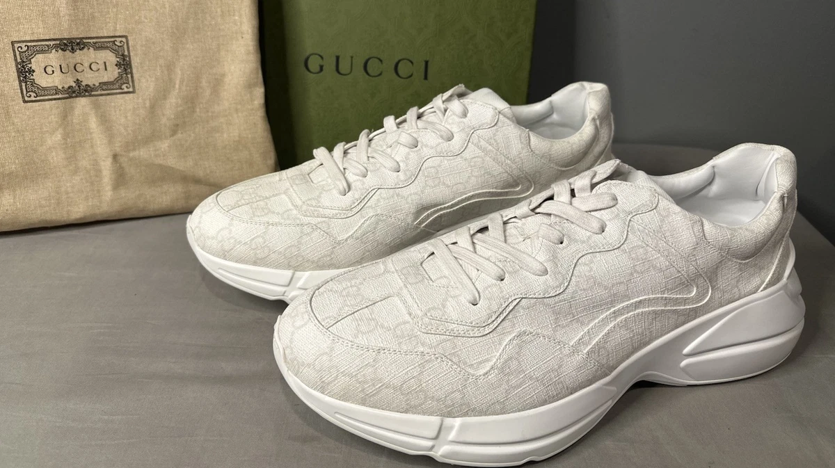 NIB Gucci Rhyton Sneakers White Men’s Size 8 Gucci Men GG Logo Rhyton Sneakers Size US 9.5 G 9 White  main image 4