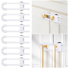 6 Packs Sliding Cabinet Locks, Modacraft Baby Proofing U-Shaped 6 PCS White